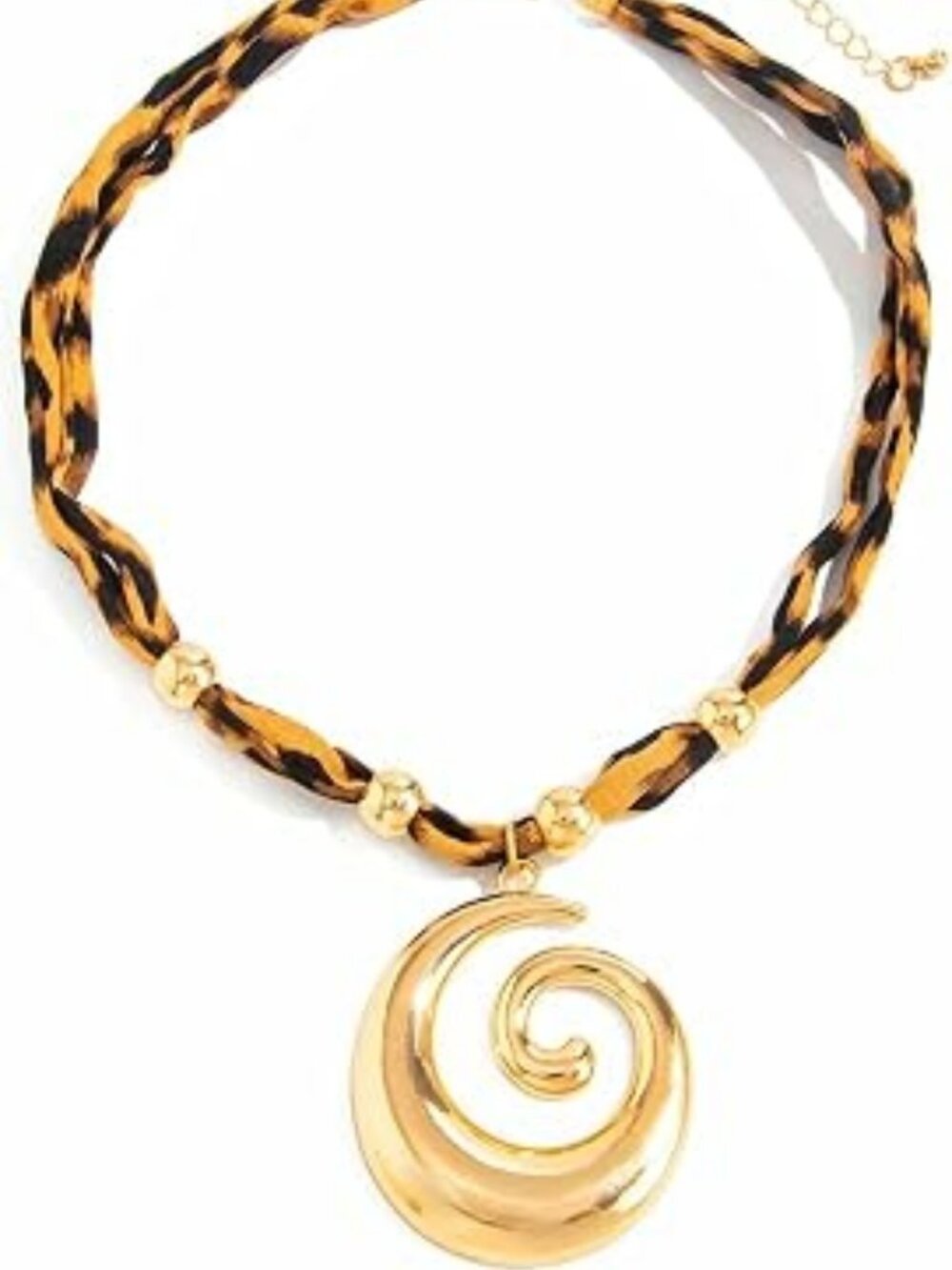 New Gold Spiral Leopard Scarf Necklace Large Irregular Circle Pendant Jewelry
